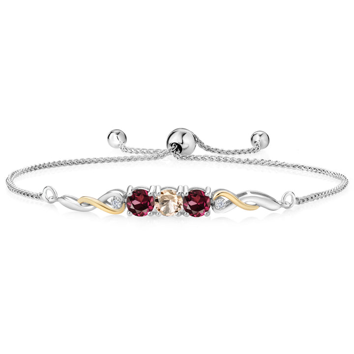 Morganite - October_Bracelet in 925 Sterling Silver and 10K Yellow Gold