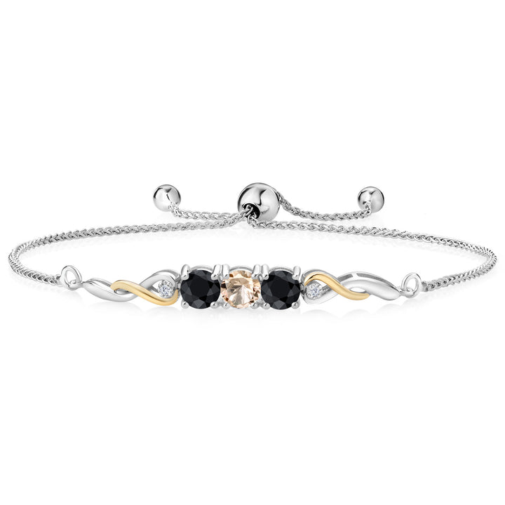Morganite - October_Bracelet in 925 Sterling Silver and 10K Yellow Gold