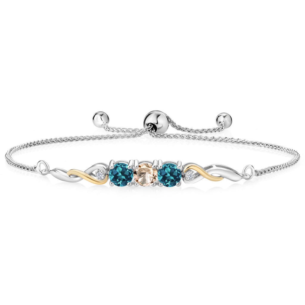 Morganite - October_Bracelet in 925 Sterling Silver and 10K Yellow Gold