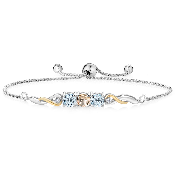 Morganite - October_Bracelet in 925 Sterling Silver and 10K Yellow Gold