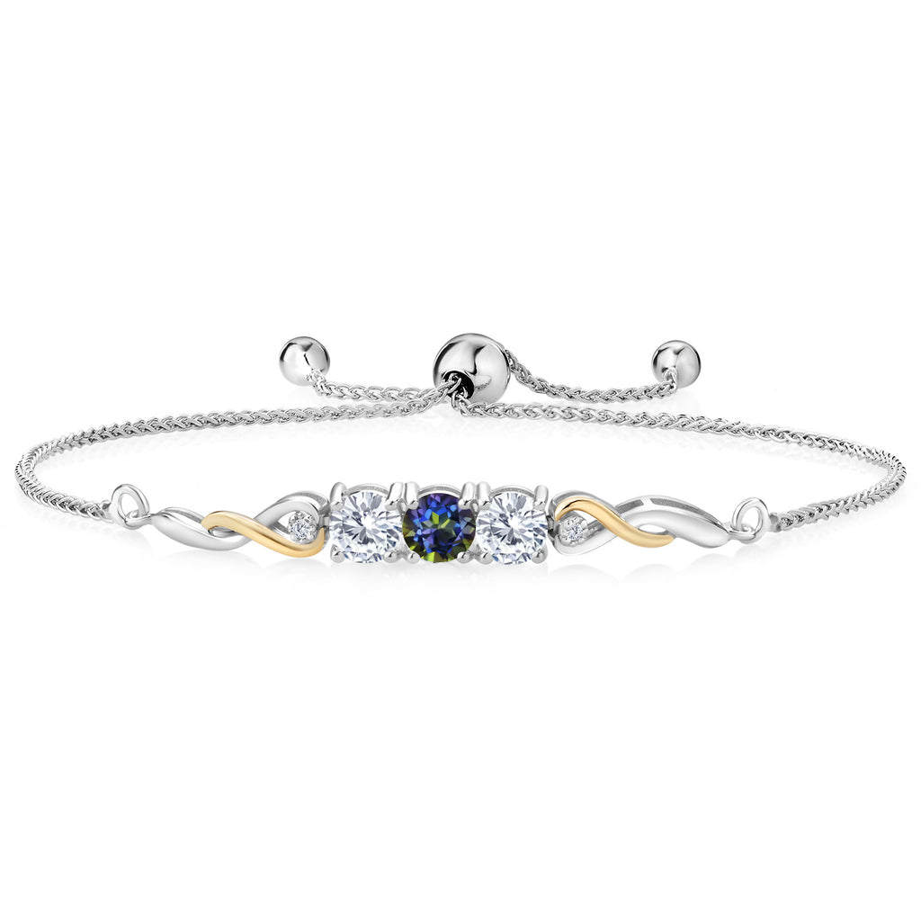 Blue Mystic Topaz_Bracelet in 925 Sterling Silver and 10K Yellow Gold
