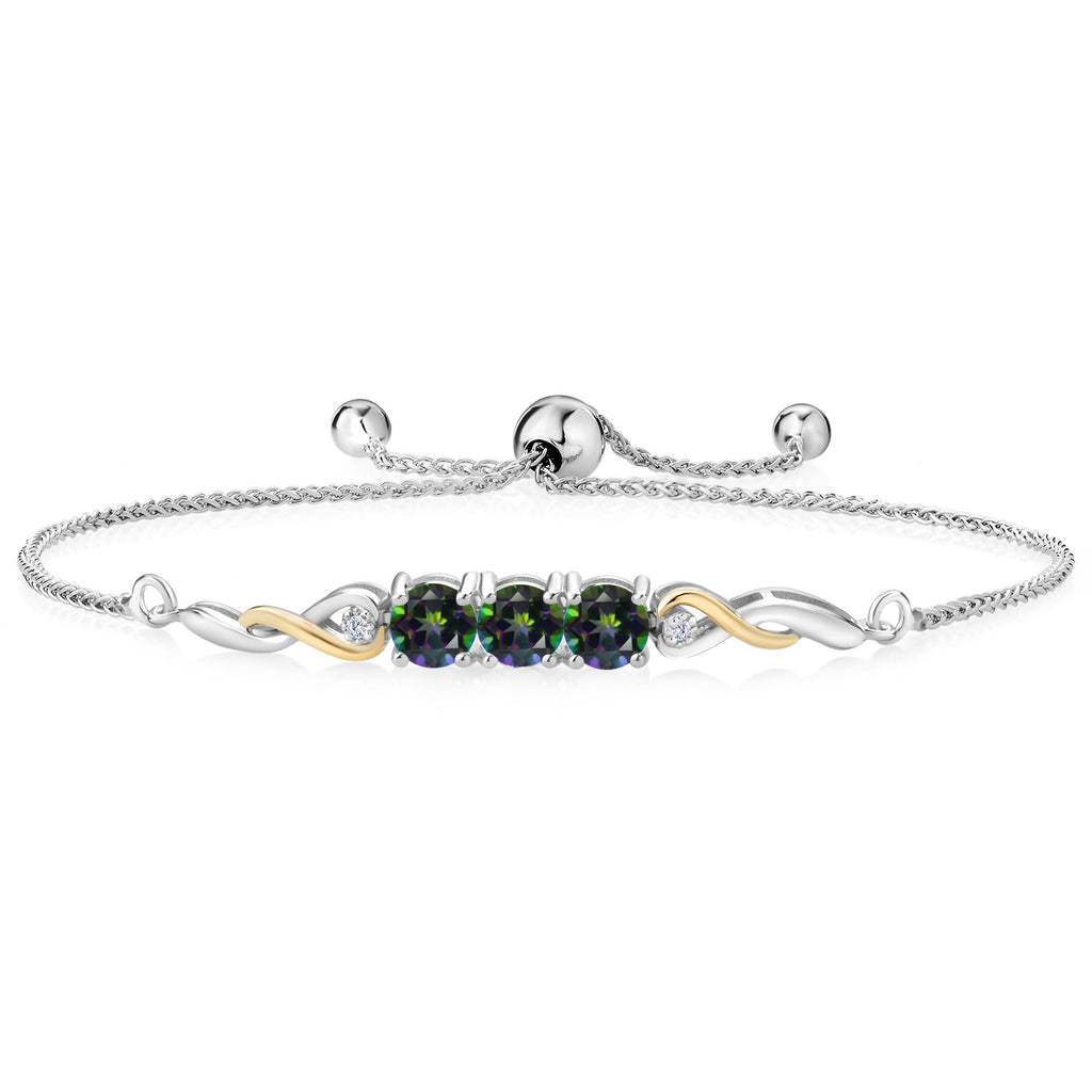 Green Mystic Topaz_Bracelet in 925 Sterling Silver and 10K Yellow Gold