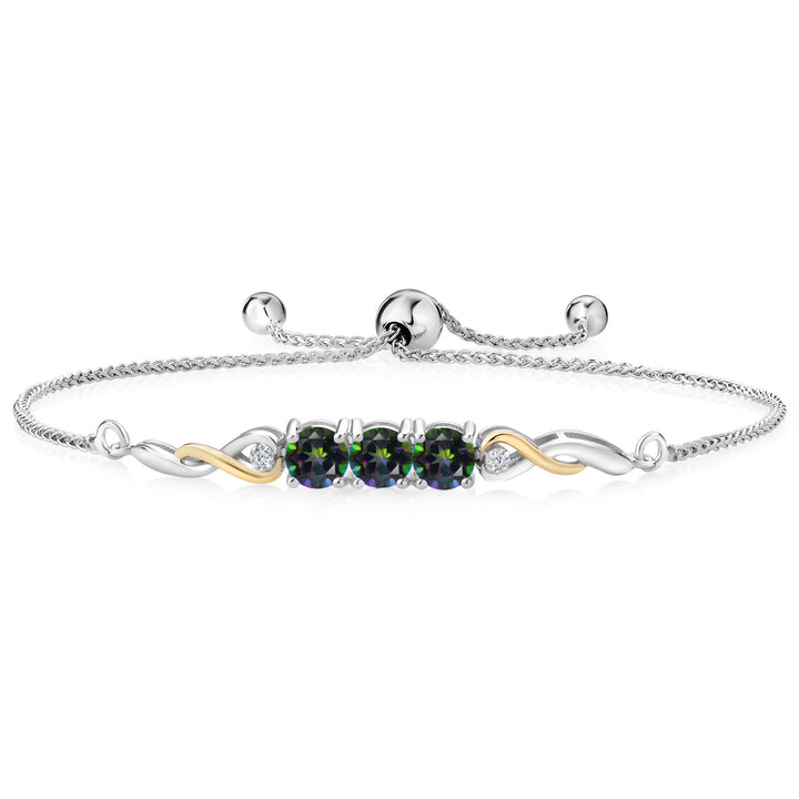 Green Mystic Topaz_Bracelet in 925 Sterling Silver and 10K Yellow Gold
