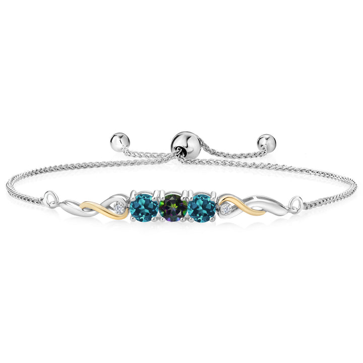 Green Mystic Topaz_Bracelet in 925 Sterling Silver and 10K Yellow Gold