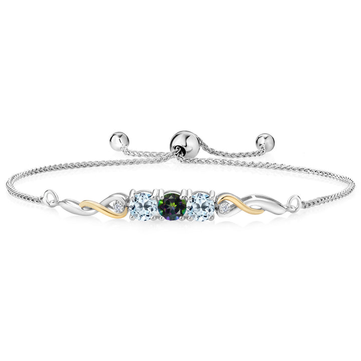 Green Mystic Topaz_Bracelet in 925 Sterling Silver and 10K Yellow Gold