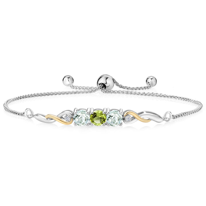Peridot - August_Bracelet in 925 Sterling Silver and 10K Yellow Gold
