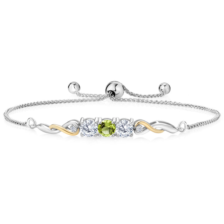 Peridot - August_Bracelet in 925 Sterling Silver and 10K Yellow Gold
