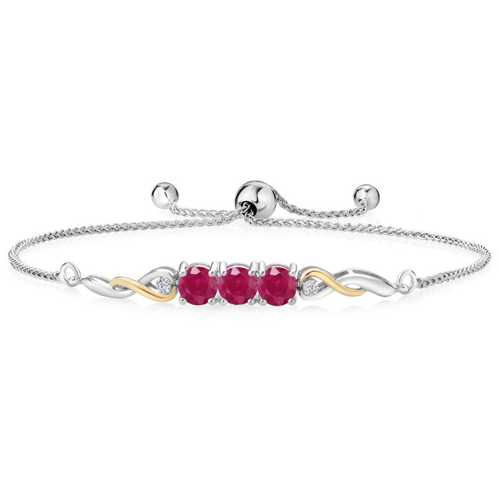 Ruby - July_Bracelet in 925 Sterling Silver and 10K Yellow Gold