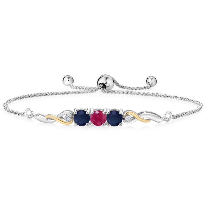 Ruby - July_Bracelet in 925 Sterling Silver and 10K Yellow Gold
