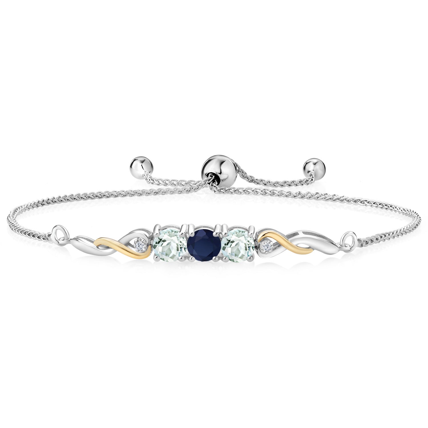 Blue Sapphire - September_Bracelet in 925 Sterling Silver and 10K Yellow Gold