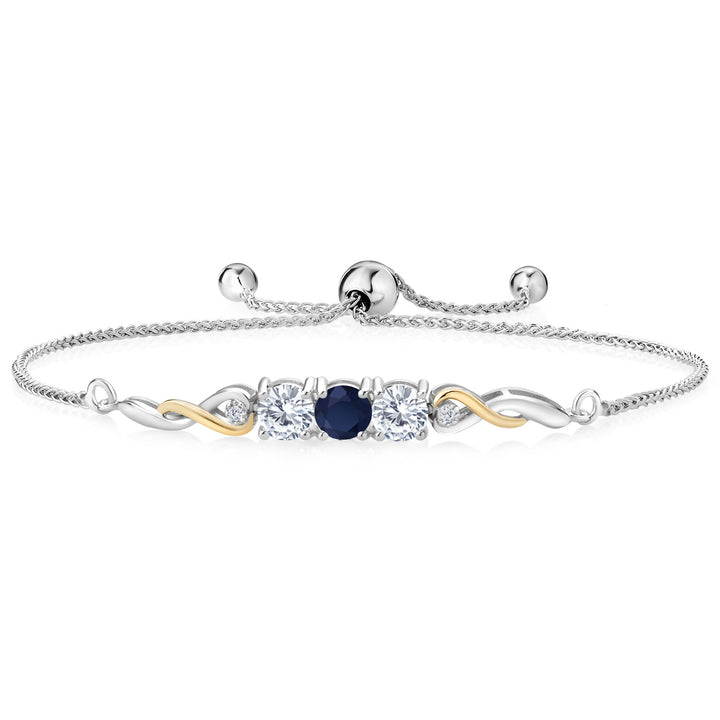 Blue Sapphire - September_Bracelet in 925 Sterling Silver and 10K Yellow Gold