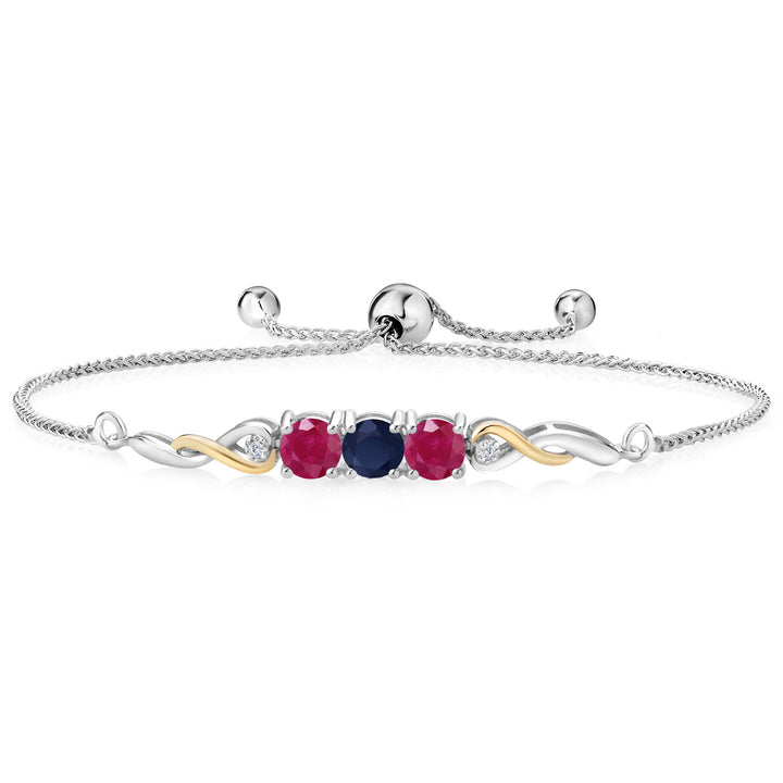 Blue Sapphire - September_Bracelet in 925 Sterling Silver and 10K Yellow Gold