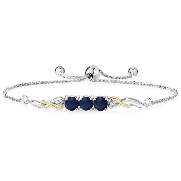 Blue Sapphire - September_Bracelet in 925 Sterling Silver and 10K Yellow Gold