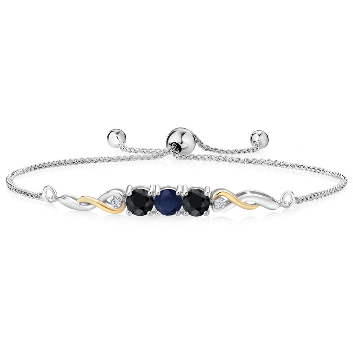 Blue Sapphire - September_Bracelet in 925 Sterling Silver and 10K Yellow Gold