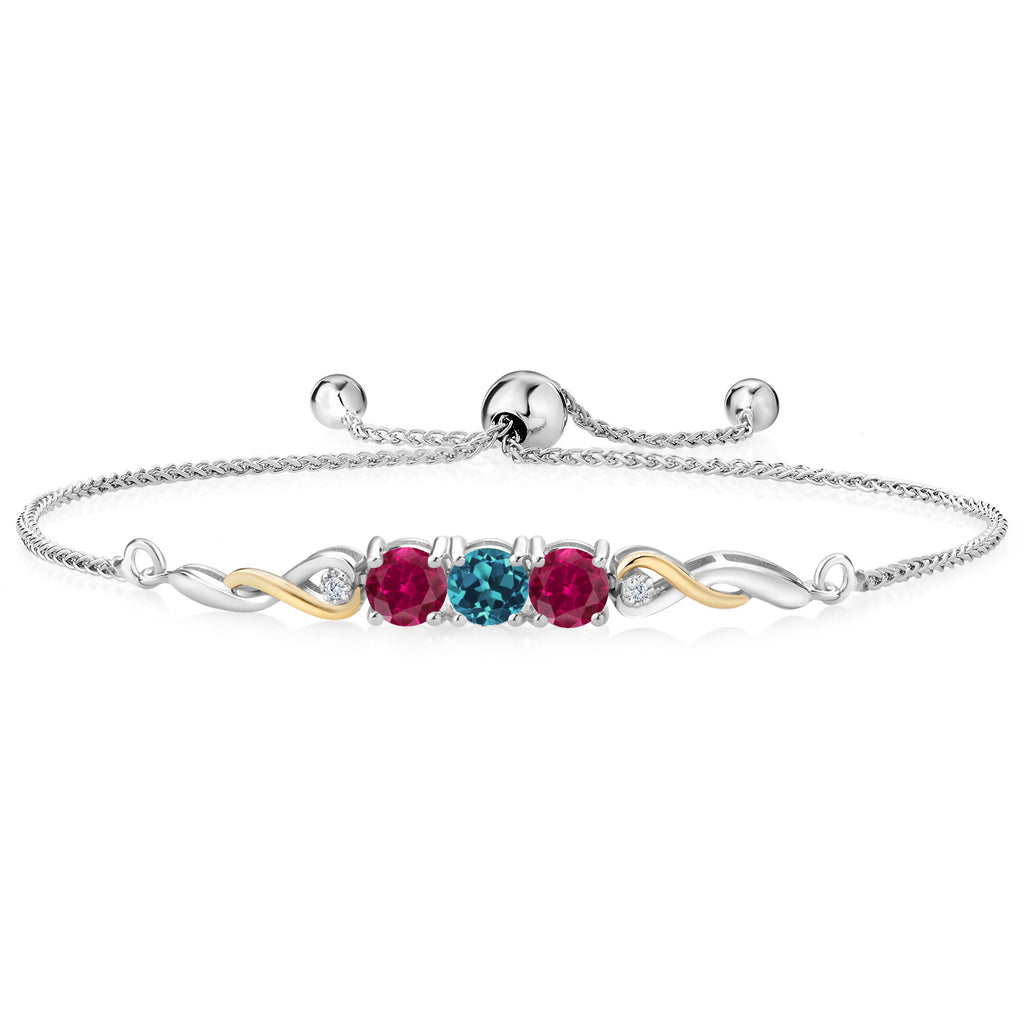 London Blue Topaz - November_Bracelet in 925 Sterling Silver and 10K Yellow Gold