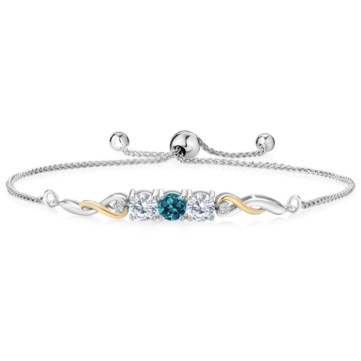 London Blue Topaz - November_Bracelet in 925 Sterling Silver and 10K Yellow Gold
