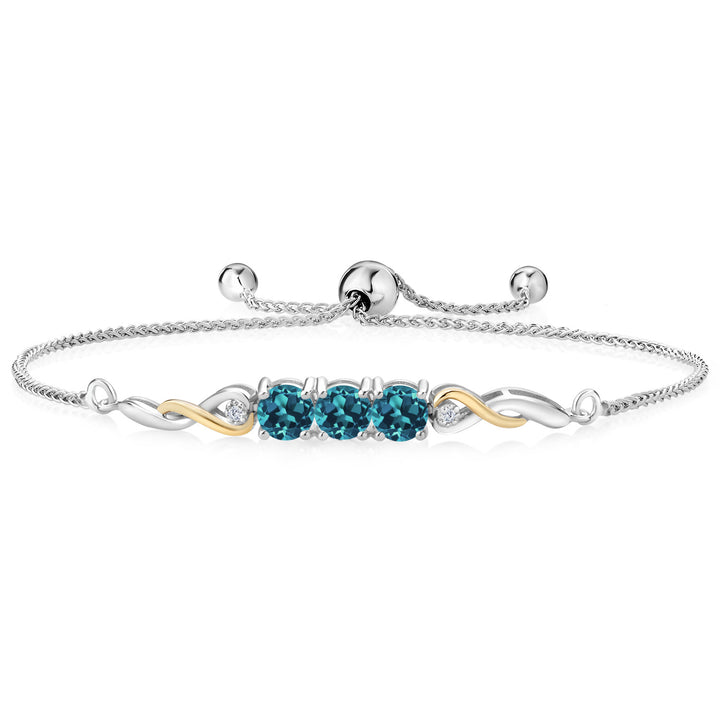London Blue Topaz - November_Bracelet in 925 Sterling Silver and 10K Yellow Gold
