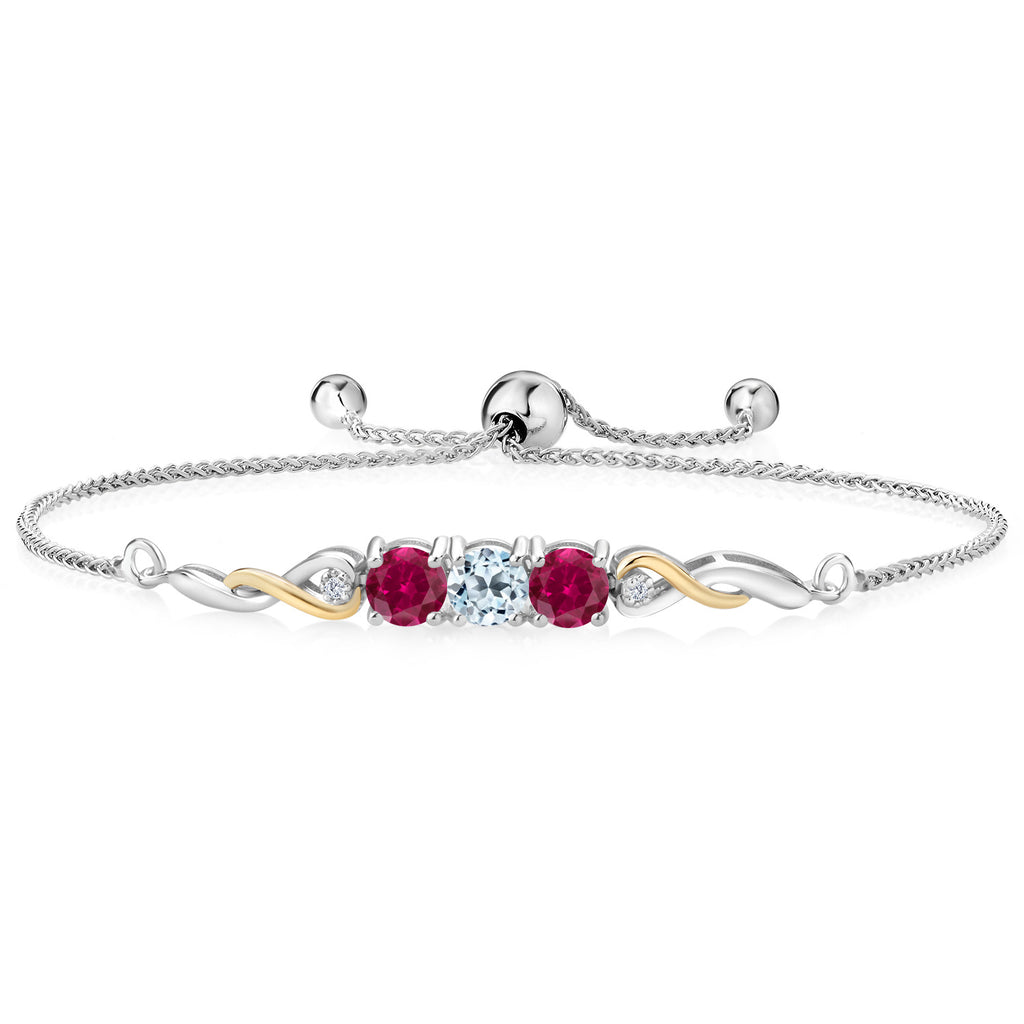 Sky Blue Topaz - November_Bracelet in 925 Sterling Silver and 10K Yellow Gold
