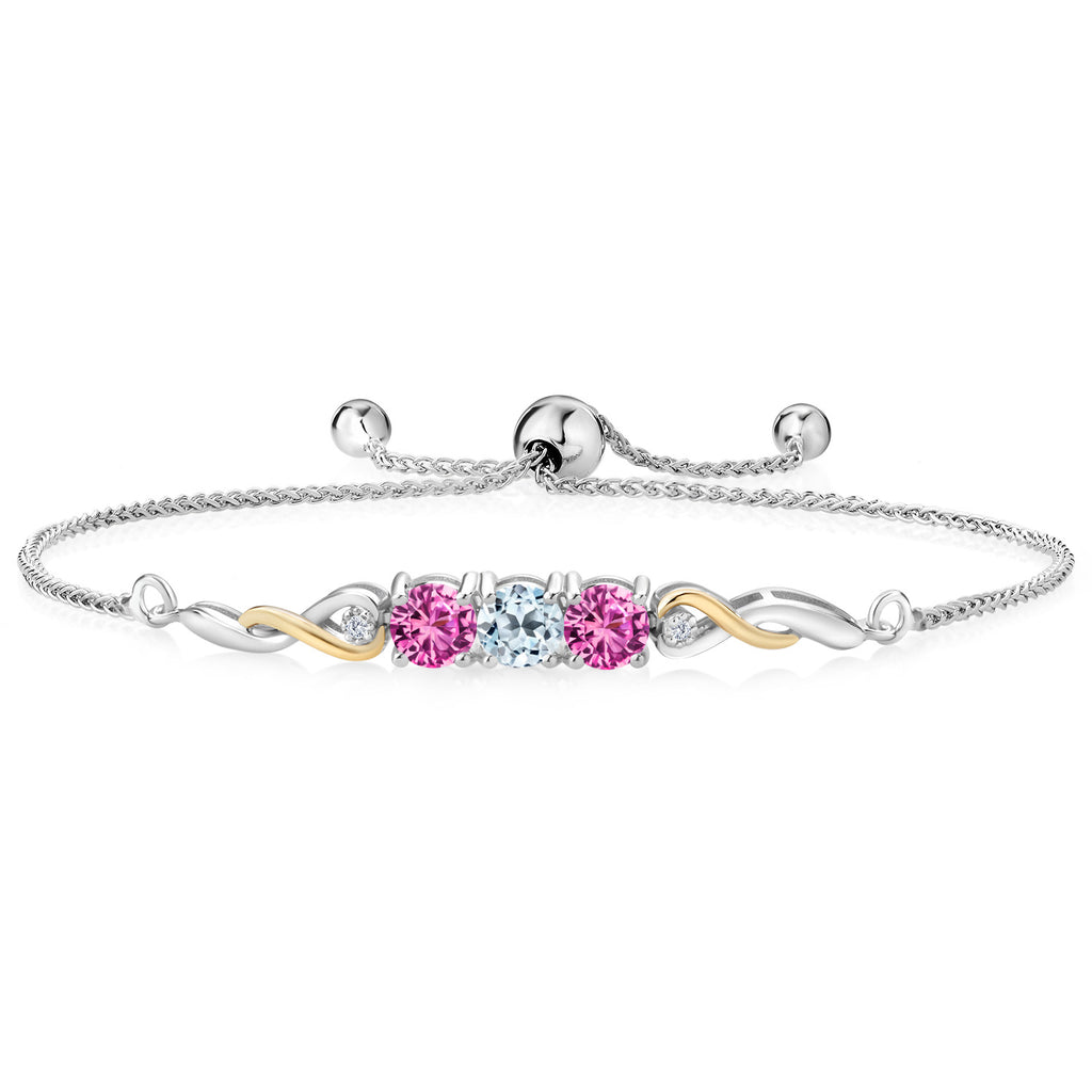 Sky Blue Topaz - November_Bracelet in 925 Sterling Silver and 10K Yellow Gold