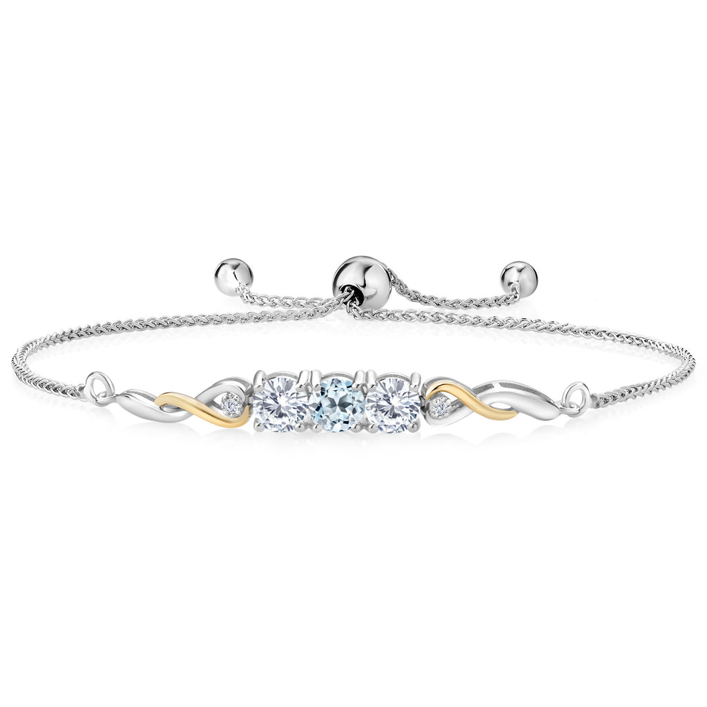 Sky Blue Topaz - November_Bracelet in 925 Sterling Silver and 10K Yellow Gold