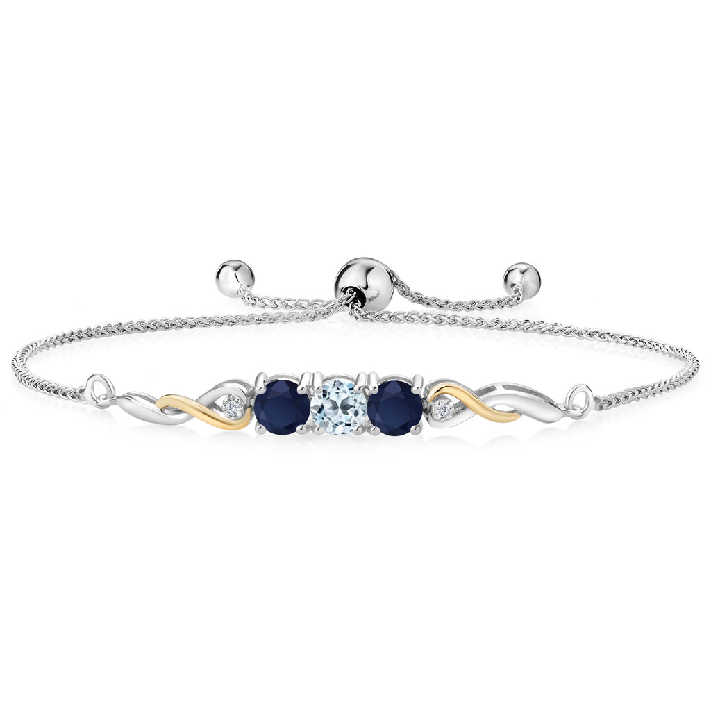 Sky Blue Topaz - November_Bracelet in 925 Sterling Silver and 10K Yellow Gold