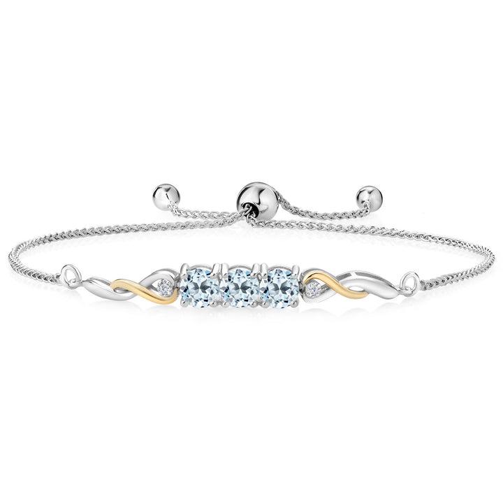 Sky Blue Topaz - November_Bracelet in 925 Sterling Silver and 10K Yellow Gold