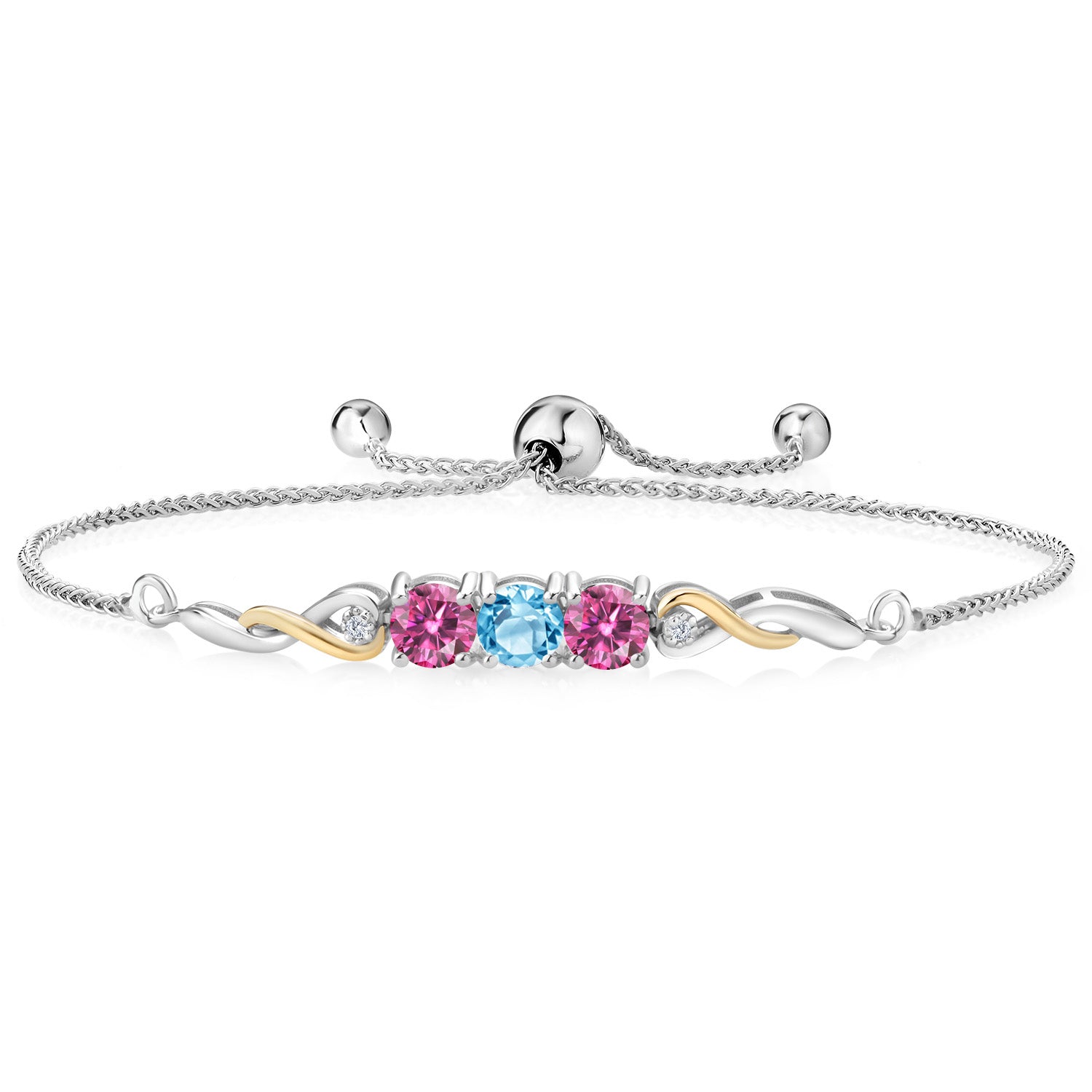 Swiss Blue Topaz - November_Bracelet in 925 Sterling Silver and 10K Yellow Gold