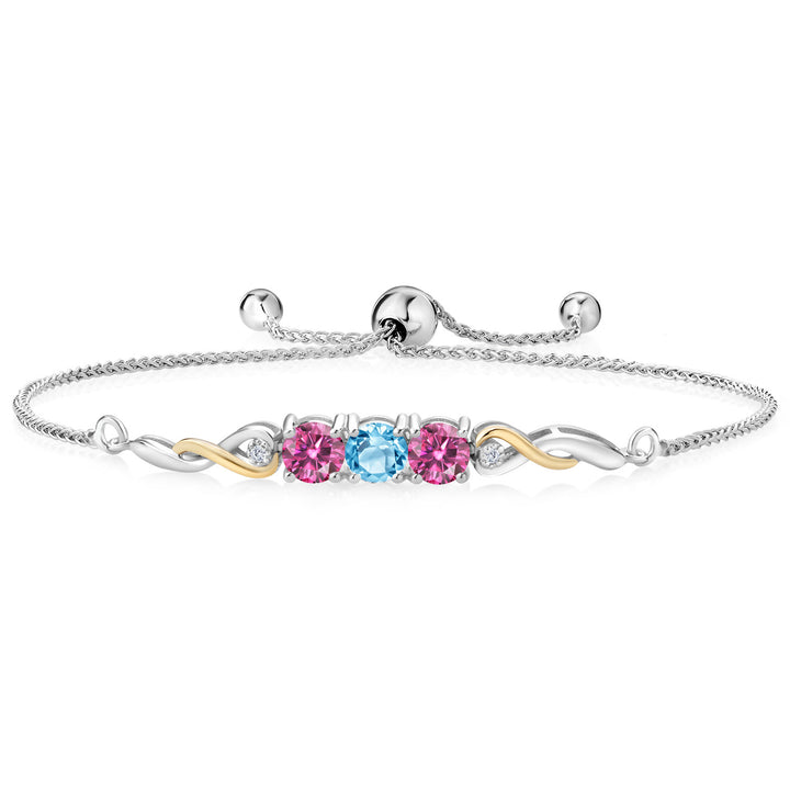 Swiss Blue Topaz - November_Bracelet in 925 Sterling Silver and 10K Yellow Gold