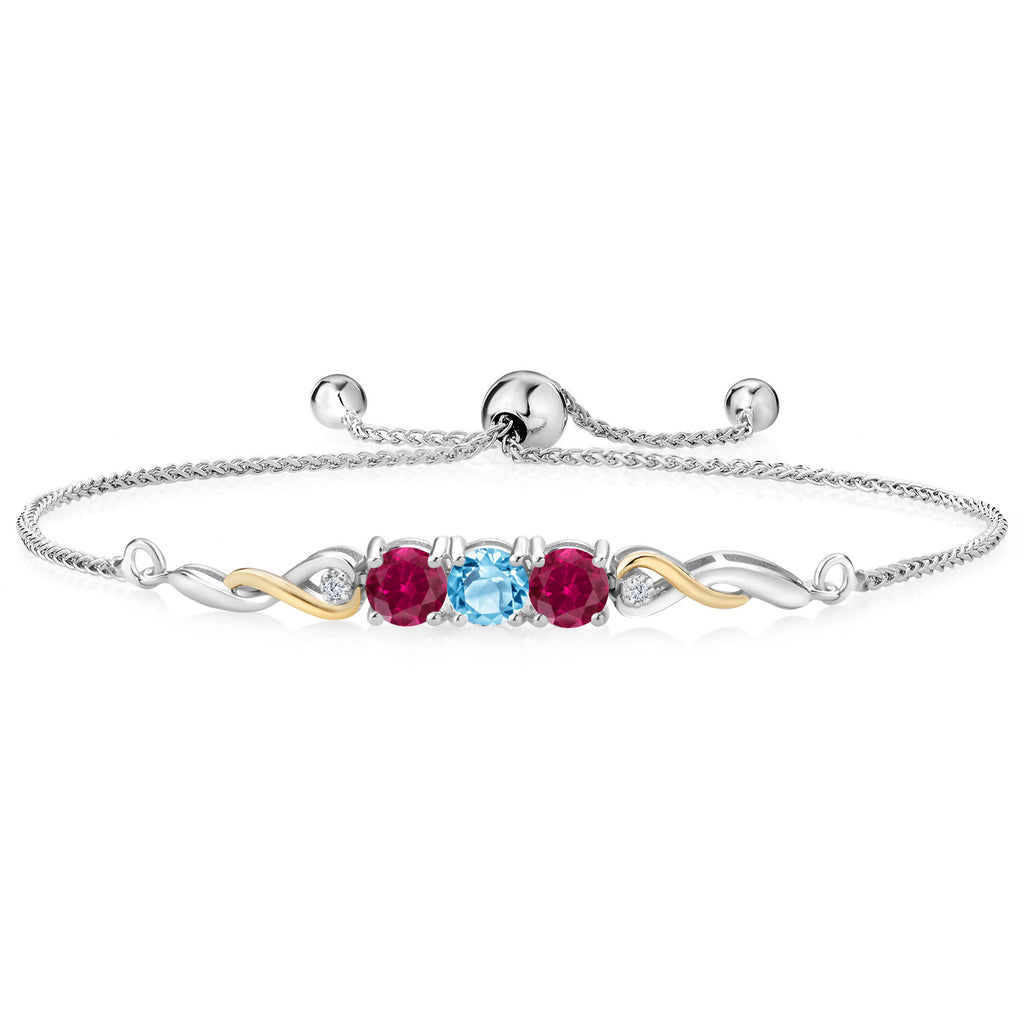 Swiss Blue Topaz - November_Bracelet in 925 Sterling Silver and 10K Yellow Gold
