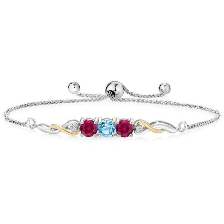 Swiss Blue Topaz - November_Bracelet in 925 Sterling Silver and 10K Yellow Gold