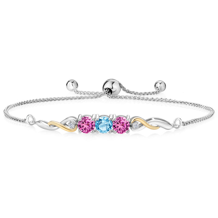 Swiss Blue Topaz - November_Bracelet in 925 Sterling Silver and 10K Yellow Gold