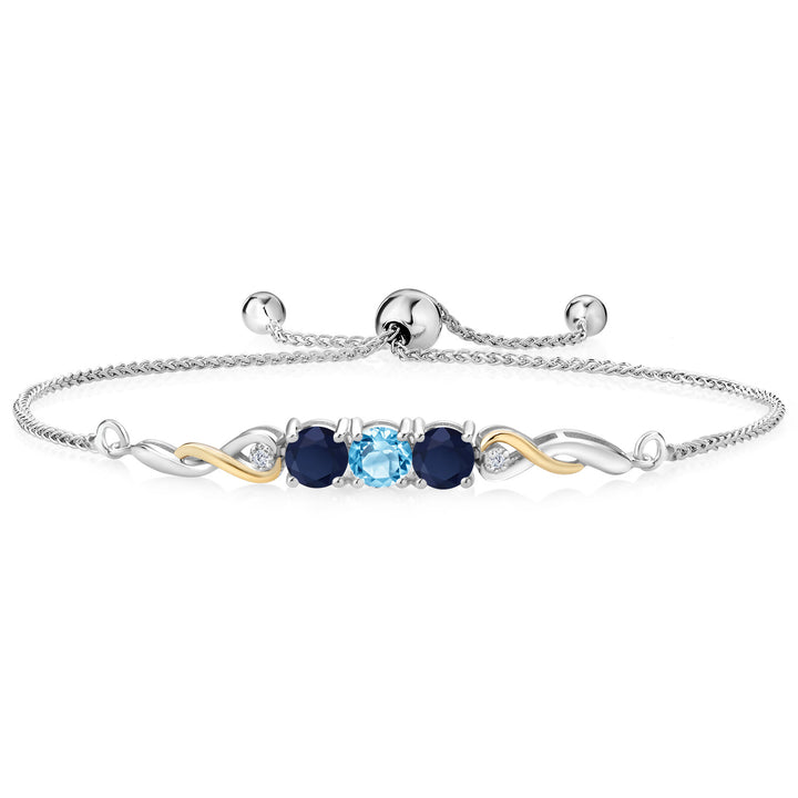 Swiss Blue Topaz - November_Bracelet in 925 Sterling Silver and 10K Yellow Gold