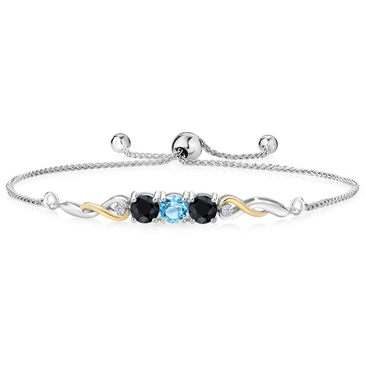 Swiss Blue Topaz - November_Bracelet in 925 Sterling Silver and 10K Yellow Gold