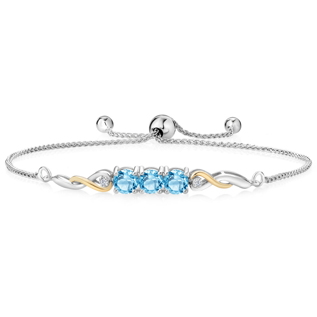 Swiss Blue Topaz - November_Bracelet in 925 Sterling Silver and 10K Yellow Gold