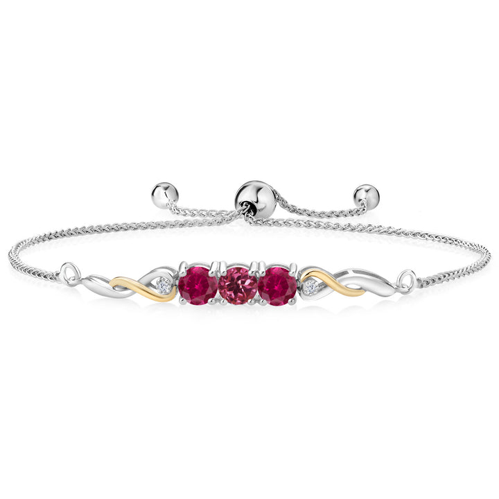 Pink Tourmaline - October_Bracelet in 925 Sterling Silver and 10K Yellow Gold