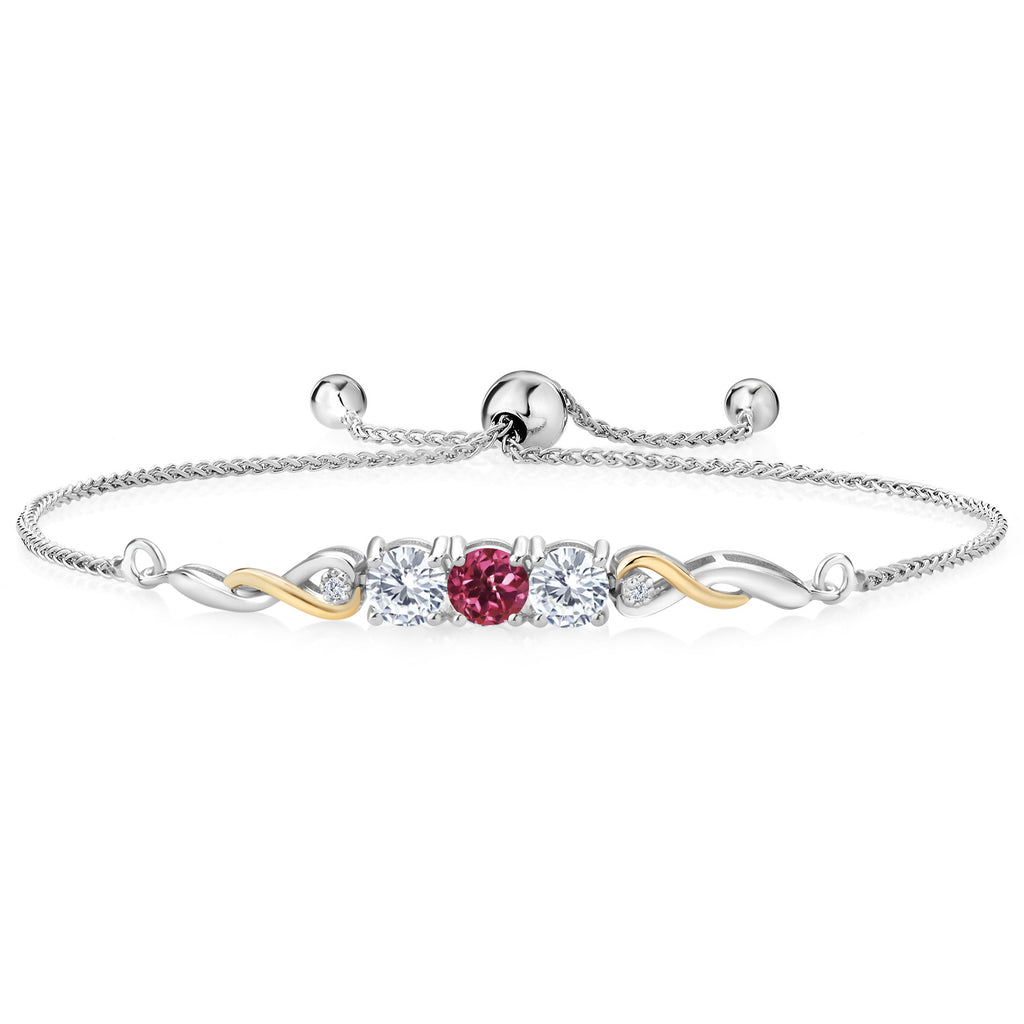 Pink Tourmaline - October_Bracelet in 925 Sterling Silver and 10K Yellow Gold