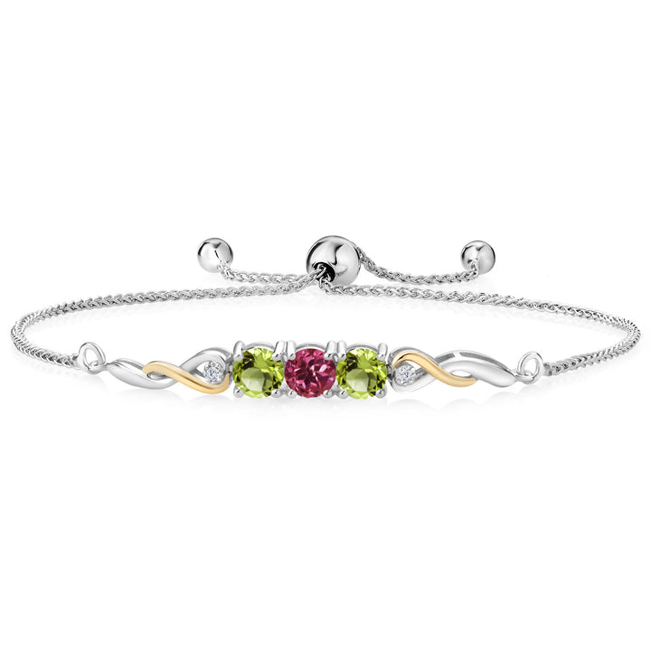 Pink Tourmaline - October_Bracelet in 925 Sterling Silver and 10K Yellow Gold