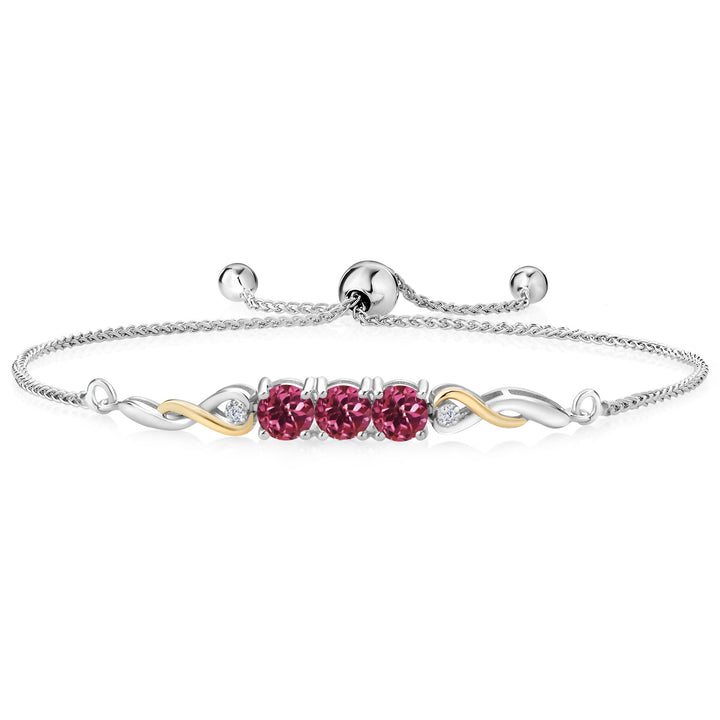 Pink Tourmaline - October_Bracelet in 925 Sterling Silver and 10K Yellow Gold