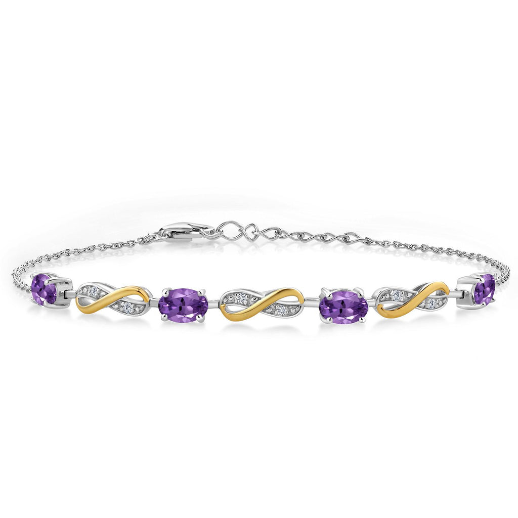 Amethyst - February_Bracelet in 925 Sterling Silver and 10K Yellow Gold