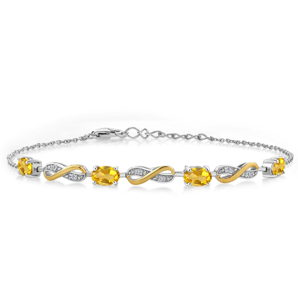 Citrine - November_Bracelet in 925 Sterling Silver and 10K Yellow Gold