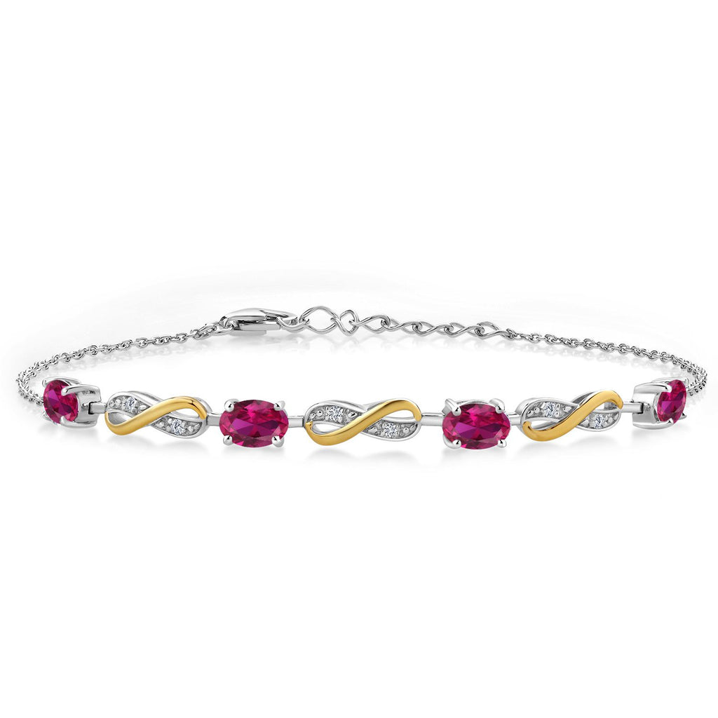 Created Ruby - July_Bracelet in 925 Sterling Silver and 10K Yellow Gold