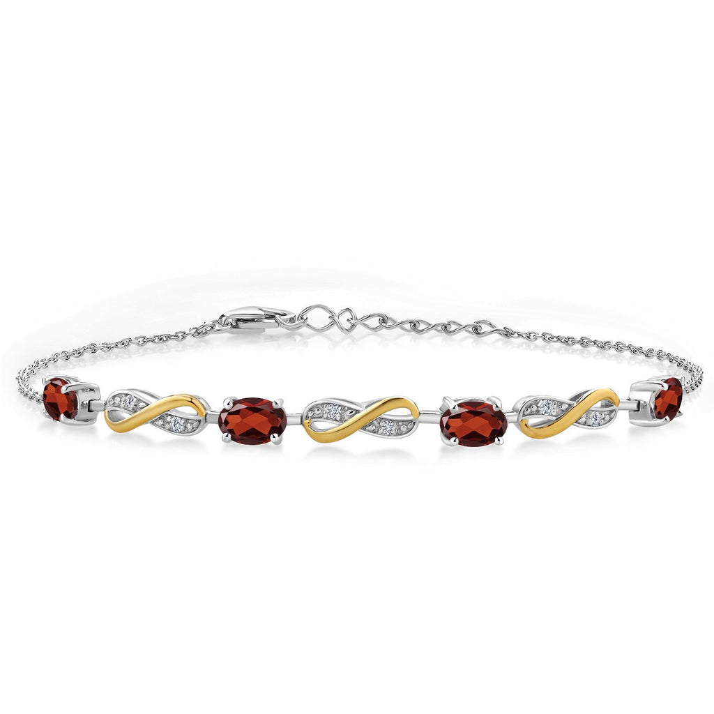 Garnet - January_Bracelet in 925 Sterling Silver and 10K Yellow Gold