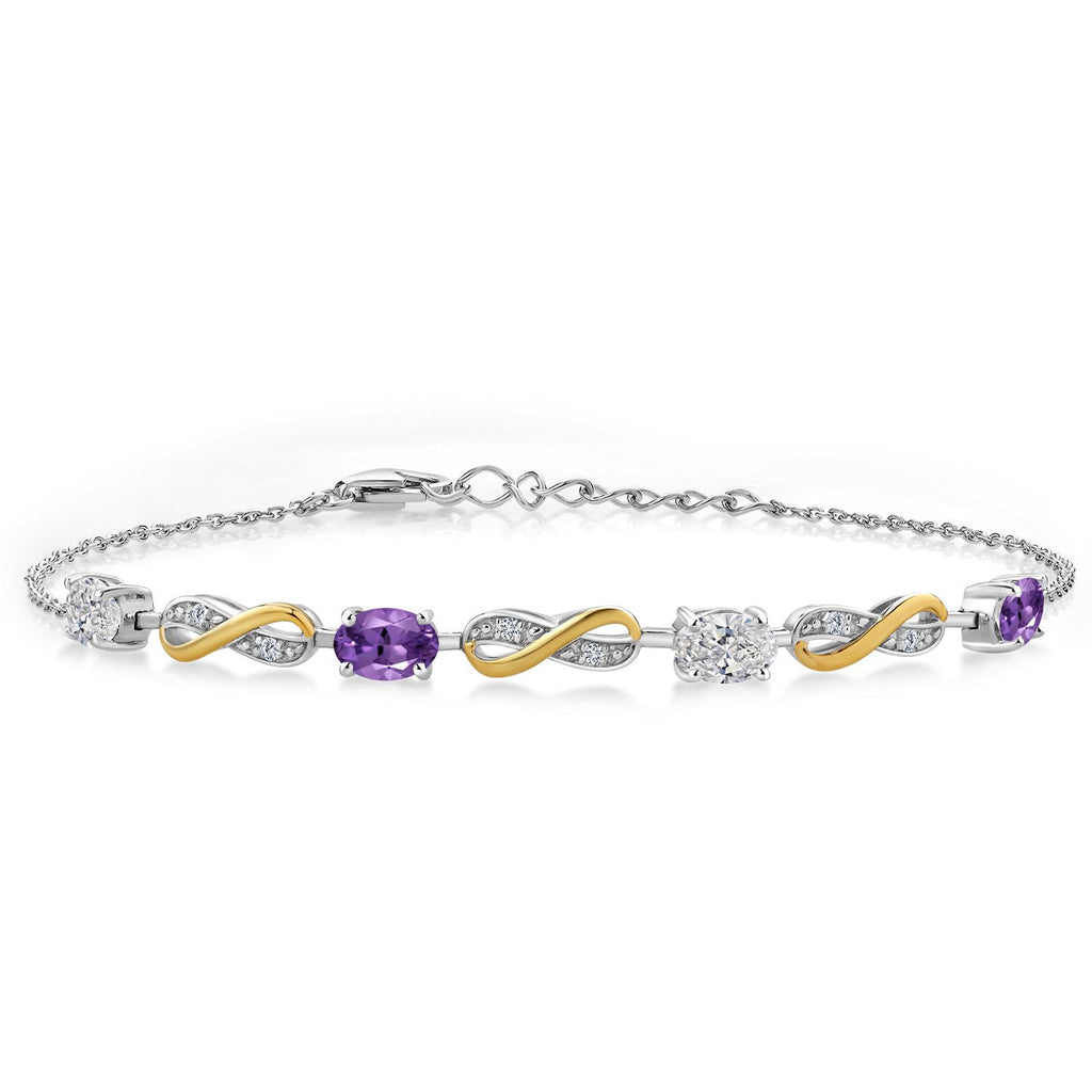 Amethyst - February_Bracelet in 925 Sterling Silver and 10K Yellow Gold
