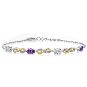 Amethyst - February_Bracelet in 925 Sterling Silver and 10K Yellow Gold