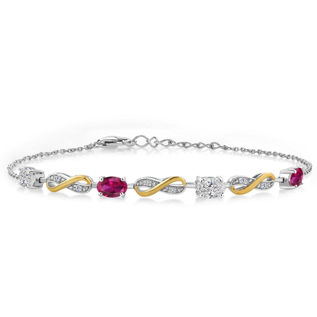 Created Ruby - July_Bracelet in 925 Sterling Silver and 10K Yellow Gold