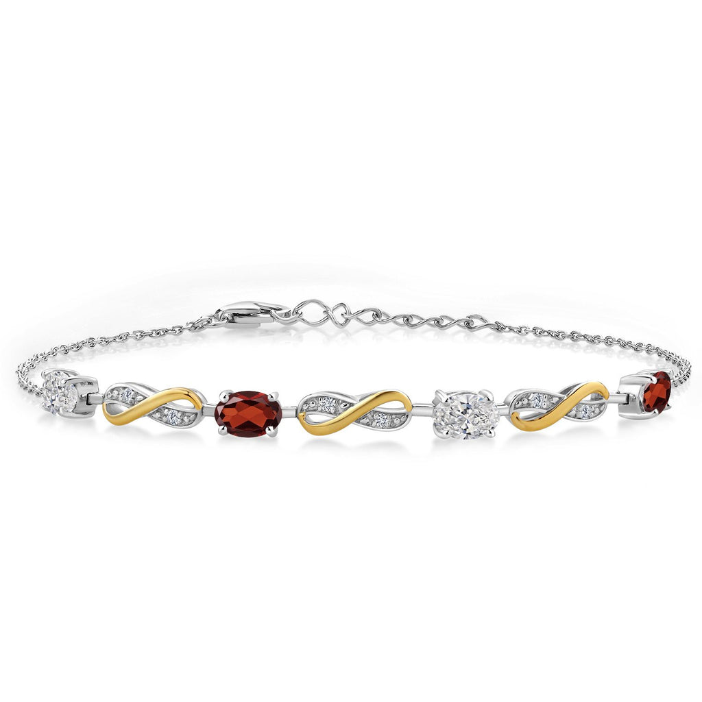 Garnet - January_Bracelet in 925 Sterling Silver and 10K Yellow Gold