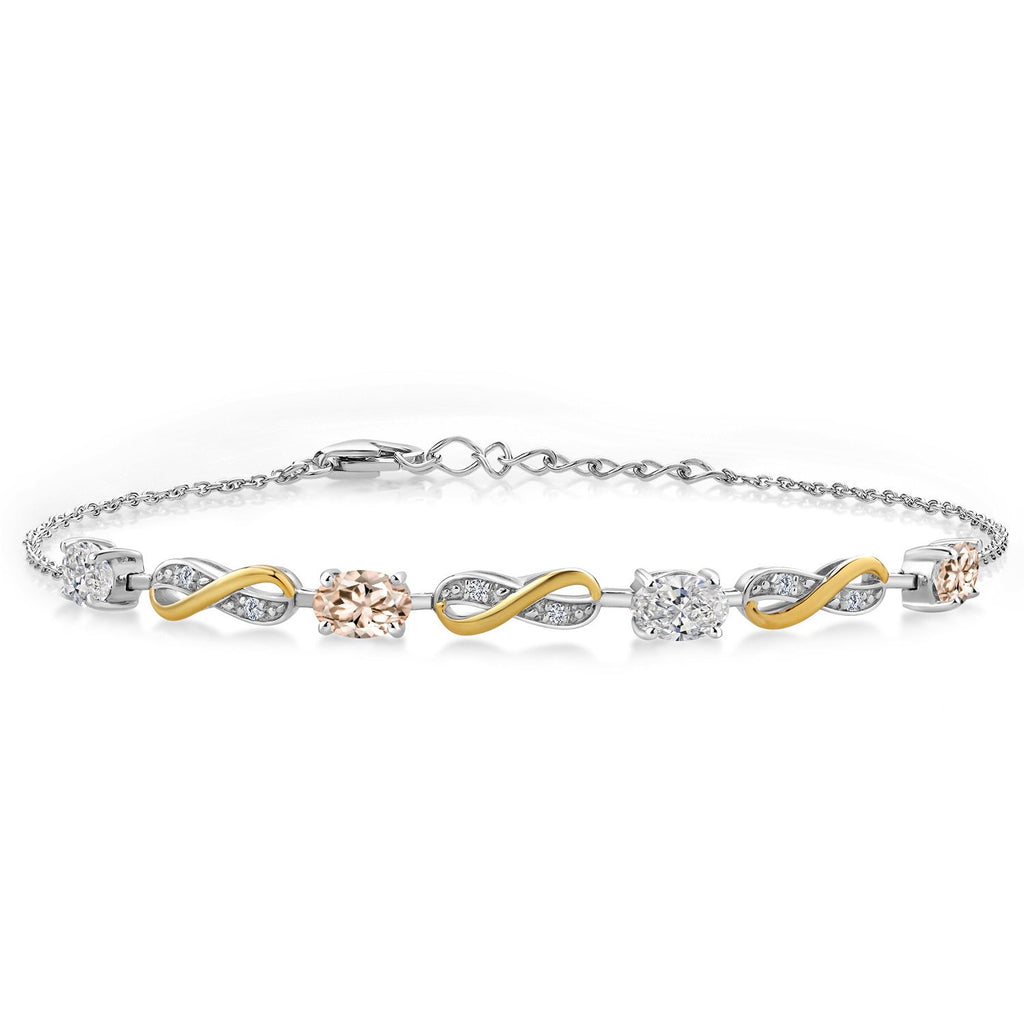 Morganite - October_Bracelet in 925 Sterling Silver and 10K Yellow Gold