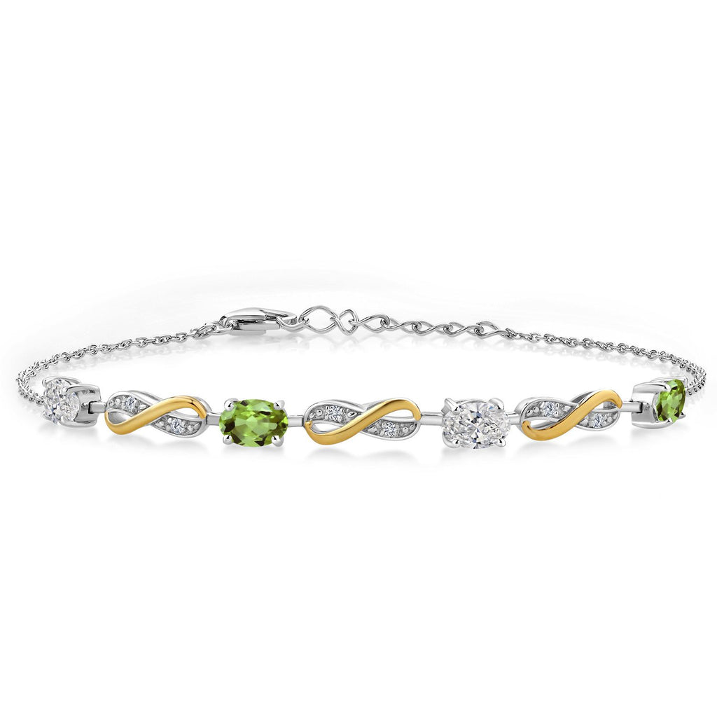 Peridot - August_Bracelet in 925 Sterling Silver and 10K Yellow Gold
