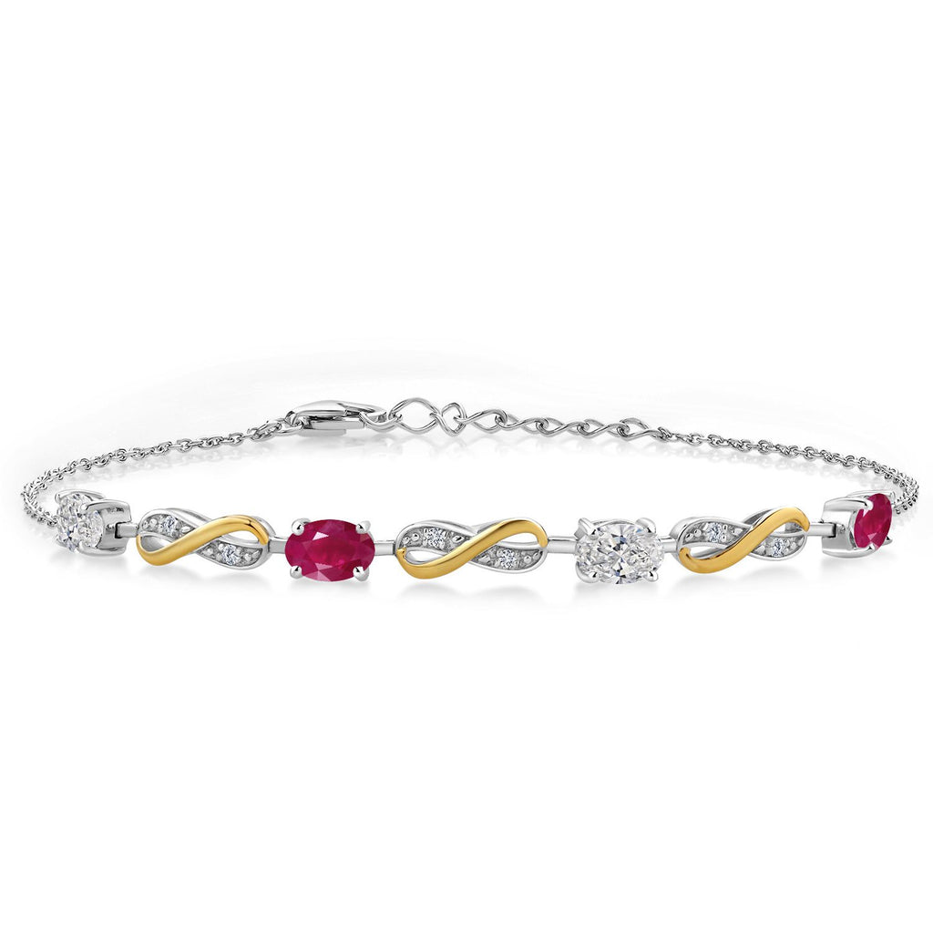 Ruby - July_Bracelet in 925 Sterling Silver and 10K Yellow Gold