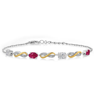 Ruby - July_Bracelet in 925 Sterling Silver and 10K Yellow Gold